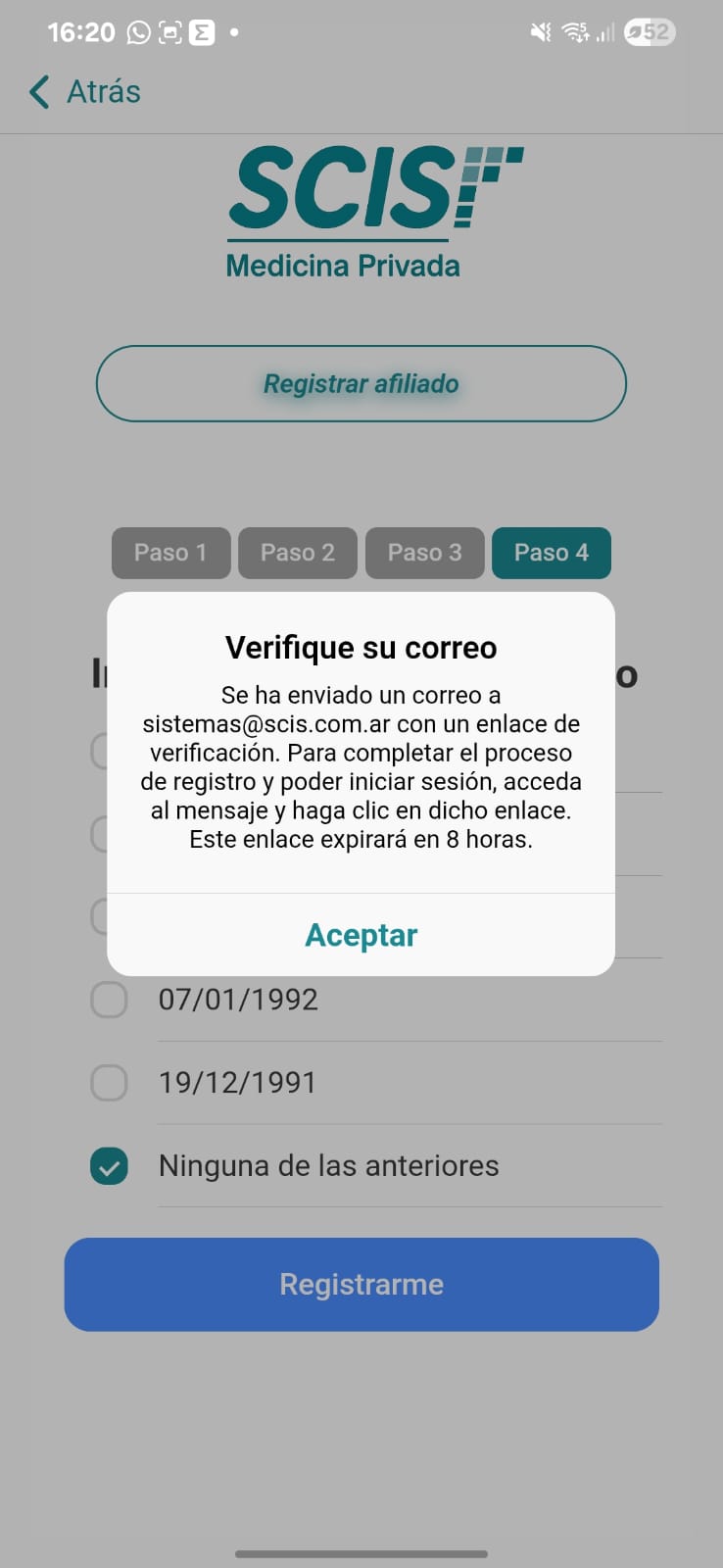 Correo de verificación